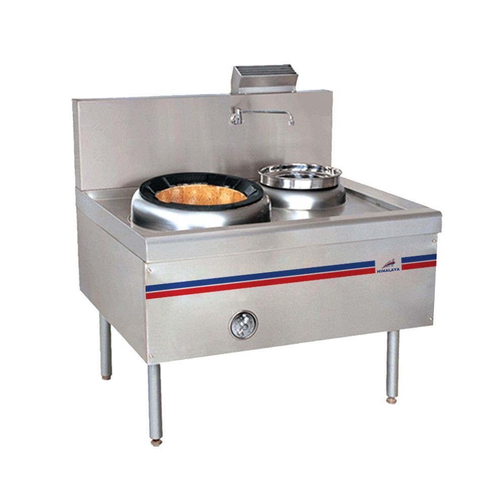 Bếp xào đơn họng đất có quạt thổi và bầu nước