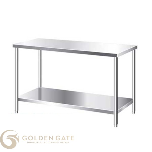 Bàn inox công nghiệp 2 tầng giá phẳng