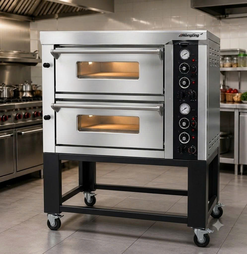 Lò nướng Pizza 2 tầng dùng điện Hongling PZE-402A Chân cao